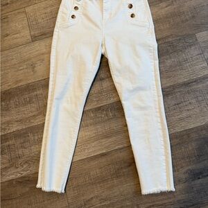 LOFT Cream Ankle Cropped Jeans with Slim Fit